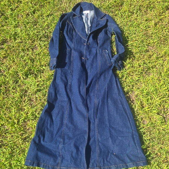 La Vanta The Label Long Denim Trench Coat- Fall Trendy - Picture 1 of 6